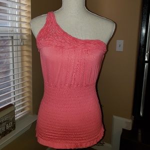 American Eagle Junior's coral 1 shoulder top Sz M